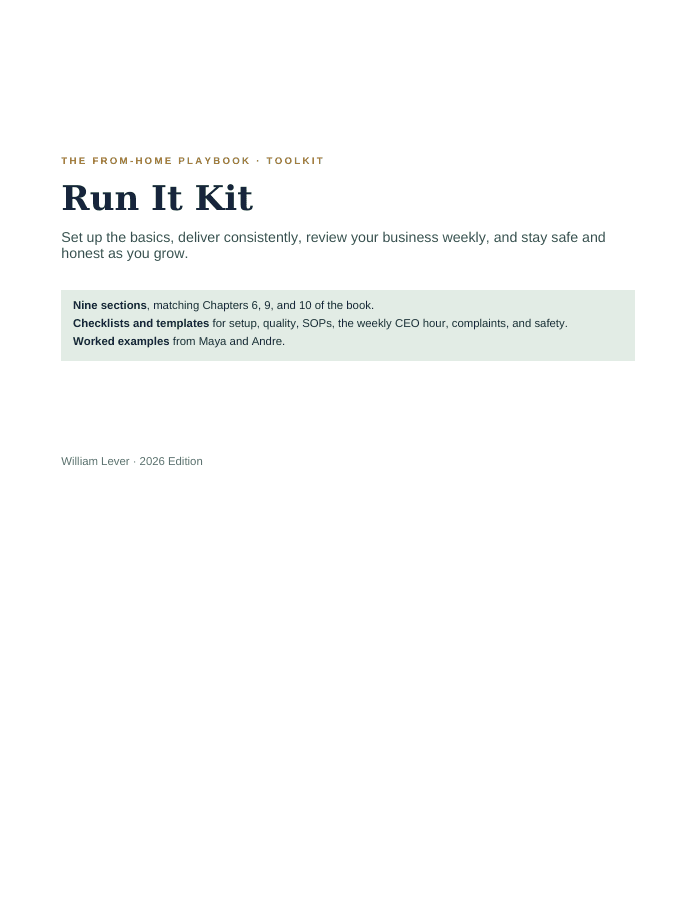 Sample page from Run It Kit